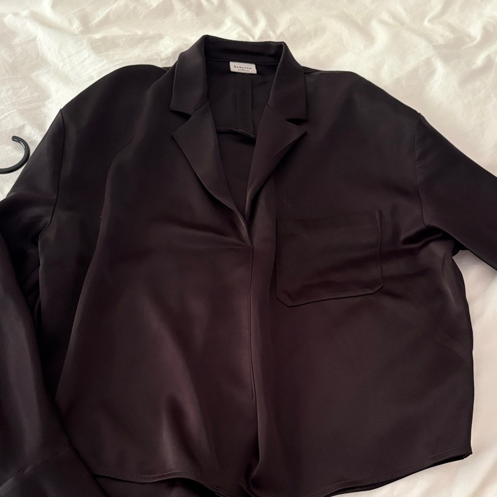 Minimalist Black Satin Blouse